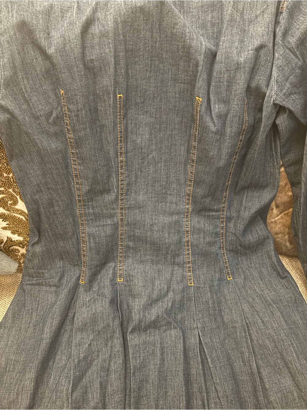 EXQUISE LONG-SLEEVE DENIM MINI DRESS - Picture 8 of 15